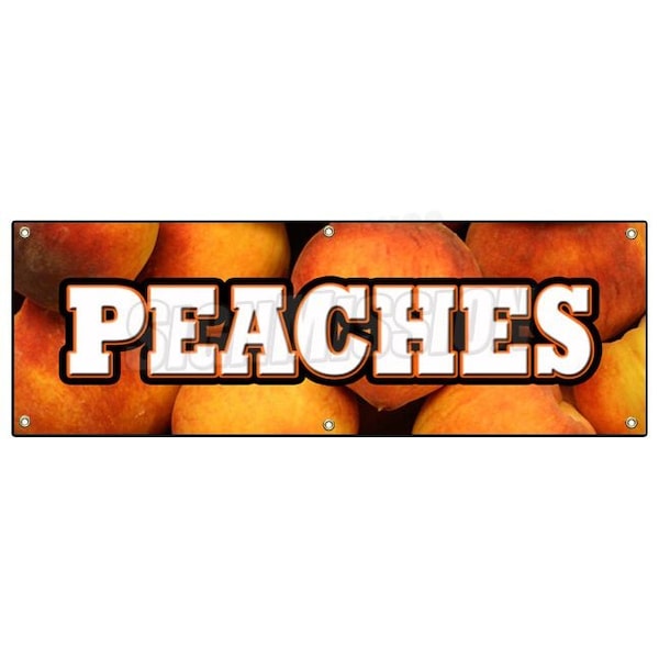 PEACHES BANNER SIGN peach fruit stand market produce orchard Georgia fresh